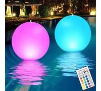 Shein 2 piezas Luces de bola inflables LED de 16 colores con control remoto, luces decorativas portátiles colgantes para piscina, fiesta en la playa, vacaci