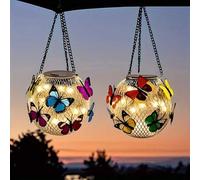 Shein 2 piezas Luces de cadena solar con forma de mariposa, luces LED impermeables para exteriores, vienen con cadenas colgantes para una instalación fácil,