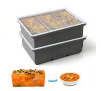 Shein 2 piezas Moldes de cubitos de hielo de silicona con tapas - Moldes de cubitos de hielo grandes reutilizables y flexibles, capacidad de 1 taza, aptos p