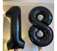 Shein 2 piezas Número gigante de globos de helio de aluminio negro de aproximadamente 101,6 cm (40 pulgadas), globos con números grandes para fiesta de cump