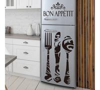 Shein 2 piezas Pegatinas de pared con gráficos de vajilla y letras para refrigerador, pegatinas, vinilos decorativos para decoración del hogar, artículos de
