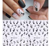 Shein 2 piezas Pegatinas de uñas de hormiga 3D de dibujos animados, diseño lindo de hormiga negra, pegatinas de gel de uñas autoadhesivas Kawaii DIY, decora