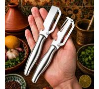 Shein 2 piezas Pelador de cocina multifunción, pelador de acero inoxidable 3 en 1 con mango y abridor de botellas, cortador de cebollino, adecuado para cebo