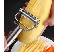 Shein 2 piezas Pelador de verduras de acero inoxidable, herramienta de cocina para el hogar, utensilio de cocina, cortador multifuncional de tallos de verdu