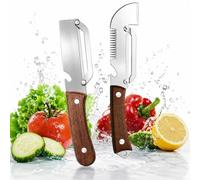 Shein 2 piezas Pelador de verduras multifuncional nuevo 2026, pelador de cocina 5 en 1 con rallador, rebanador y abridor de botellas, hoja de acero inoxidab