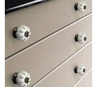 Shein 2 piezas Perillas de gabinete/cajón de cerámica con diseño de calabaza y tornillos, tiradores de puerta de armario de un solo orificio, herrajes de mu