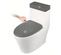 Shein 2 piezas/Set Funda de asiento de inodoro de tela polar fina, tapete elástico para tapa de inodoro y tapa de tanque, resistente al desgaste, accesorios