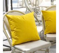 Shein 2 piezas/Set Funda de cojín impermeable de color caramelo para uso en exteriores, para jardín, piscina, silla de mimbre, color amarillo