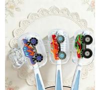 Shein 2 piezas/Set Soporte para cepillo de dientes con forma de coche todoterreno, Juego de cepillos de dientes de viaje, Cubierta antipolvo para cepillo de