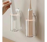 Shein 2 piezas Soporte autoadhesivo para cepillo de dientes eléctrico, estante de almacenamiento para baño de montaje en pared, sin necesidad de electricida
