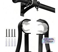 Shein 2 piezas Soportes ajustables para barras de cortina, ganchos para cortinas de 20-28 mm de aleación de aluminio resistente, soporte para barra colgante