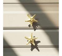Shein 2 piezas Tiradores de gabinete con forma de estrella de mar de metal - Tiradores de cajón de metal brillante, Tiradores de decoración del hogar y la c