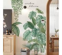 Shein 2 piezas Vinilos decorativos de hojas verdes para pared, pegatinas murales/de puerta extraíbles