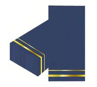 Shein 20/40/100 piezas de servilletas de papel azul marino, servilletas elegantes para cena con borde de lámina azul y dorada, servilletas de lámina dorada