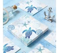 Shein 20/40/60 piezas de servilletas desechables con degradado de acuarela de tortuga, servilletas de cóctel con estampado de estrella de mar, concha y cora
