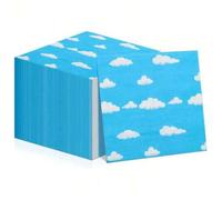 Shein 20/40/60 piezas Servilletas con diseño de cielo azul y nubes blancas, servilletas con dibujos animados para fiesta de cumpleaños, decoración de fiesta