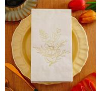 Shein 20/40/60 piezas Servilletas de papel desechables blancas sin doblar de 12.99*15.74 pulgadas, servilletas de cena con hojas de oro en relieve plegadas