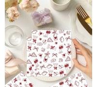 Shein 20/40/60 piezas,Servilletas de papel desechables con estampado de corazón de vino & queso,Servilletas de 2 capas color burdeos para cena de ensayo de