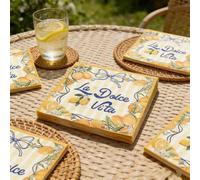 Shein 20/40/60piezas,Servilletas desechables con estampado de limón Sweet Life,Servilletas de cóctel con rayas amarillas y blancas con lazo mediterráneo,Ser