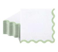 Shein 20/40/80/100 Piezas Servilletas Verde Salvia y Blanco, Servilletas de Cóctel de 2 Capas con Borde Ondulado Desechables para Postres y Bebidas, Servill