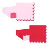 Shein 20/40/80 piezas de servilletas de cóctel con borde ondulado, servilletas decorativas para cena con borde de contraste rojo & rosa, capacidad grande de