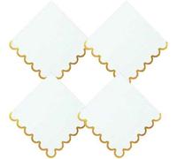 Shein 20/40/80 piezas Servilletas de cóctel blancas con acentos de hoja de oro, bordes ondulados de 5 X 5 pulgadas, servilletas desechables para bebidas, de