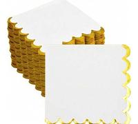 Shein 20/40/80 piezas Servilletas de cóctel con acentos de lámina de oro Servilletas de bebida Servilletas de papel desechables con bordes ondulados para su