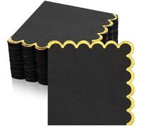 Shein 20/40/80 Piezas Servilletas de cóctel con borde dorado Servilletas desechables gruesas de papel de color pastel para fiestas, bodas, cenas y cumpleaño