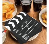 Shein 20/40 piezas Servilletas con diseño de claqueta de cine, decoraciones de fiesta con tema de claqueta de cine, adecuadas para fiestas con tema de cumpl