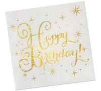 Shein 20/40 unidades Servilletas de cóctel doradas, Decoraciones de Feliz Cumpleaños, Plegadas 6.5x6.5 pulgadas Servilletas desechables para fiestas, Servil