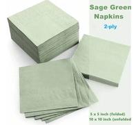 Shein 20/50/100 Servilletas de cóctel color verde salvia, servilletas de papel desechables para decoración de fiestas, de 5 X 5 pulgadas