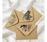 Shein 20/50 piezas Sobre de papel kraft con diseño floral y juego de papel de colores - Papel de carta de invitación premium para tarjetas de boda, San Vale