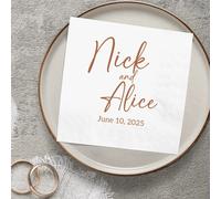 Shein 20-500 Piezas Servilletas de Papel Personalizadas para Boda, Servilletas Desechables de 3 Capas para Cócteles para Decoraciones de Mesa de Boda, Anive