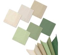 Shein 20/60/120 Piezas Servilletas de cóctel verde salvia de 2 capas, servilletas de papel de color verde salvia desnudo, blanco lechoso, marrón y verde, se