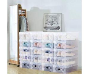 Shein 20 cajas de zapatos transparentes, plegables, de plástico, de 28 x 18 x 10 cm. Diseñadas para hombres y mujeres que necesitan una caja para guardar su