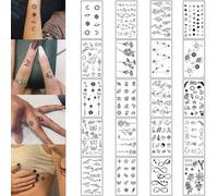 Shein 20 hojas de pegatinas de tatuaje temporal creativas de diseño pequeño y negro para hombres y mujeres, tatuajes realistas de ramas de árbol y cielo est