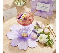 Shein 20 piezas/40 piezas/60 piezas de servilletas de papel desechables con forma de margarita púrpura, servilletas de cóctel de 2 capas de 6.5"X6.5", servi