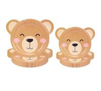 Shein 20 piezas/40 piezas Platos de papel con diseño de oso marrón, platos con forma de oso, platos para pastel de 7 pulgadas, platos para cena de 9 pulgada