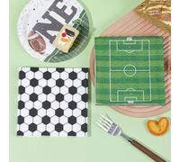 Shein 20 piezas/40 piezas Servilletas de papel desechables con diseño de campo de fútbol, adecuadas para reuniones de fanáticos del deporte, fiestas de cump
