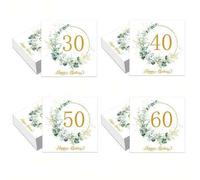 Shein 20 piezas/40 piezas Servilletas para fiesta de cumpleaños 30, 40, 50, 60 años Servilletas desechables verde salvia para decoración de cumpleaños 50 añ