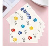 Shein 20 PIEZAS/Bolsa Servilletas de papel higiénico impresas con decoración de patas de perro de colores, adecuadas para restaurantes, panaderías y celebra