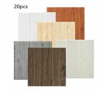 Shein 20 piezas de adhesivos de pared 3D con textura de grano de madera, paneles de pared resistentes al agua y a los golpes para sala de estar y dormitorio