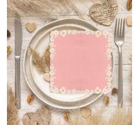 Shein 20 piezas de servilletas de papel con estampado de margaritas rosas, decoraciones con patrón de pétalos adecuadas para fiesta de cumpleaños, reunión f