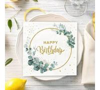 Shein 20 piezas de servilletas de papel desechables verdes con estampado de eucalipto, servilletas decorativas para el almuerzo, adecuadas para fiestas de c