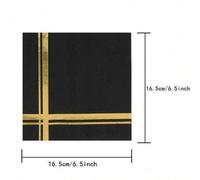 Shein 20 piezas de servilletas decorativas desechables de 6.5 pulgadas con lámina de oro negro de 2 capas, servilletas premium para cóctel, almuerzo, fiesta