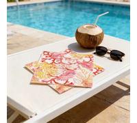 Shein 20 Piezas de Servilletas Desechables de 3 Capas con Estampado de Coral Rosa, Estilo Fresco de Océano, para Fiestas de Playa de Verano, Barbacoa, Picni