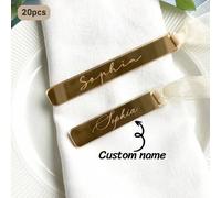 Shein 20 piezas de tarjetas de lugar personalizadas para boda, placas de acrílico con nombres, tarjetas de nombres de invitados a la boda (sin incluir cinta