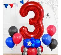 Shein 20 piezas - Globos con número rojo de 40 pulgadas, globos con diseño de araña, emparejados con globos rojos, azules, negros y globos de lámina con for