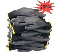 Shein 20 piezas Guantes de trabajo de recubiertos de PU para construcción, carpintería y jardinería, guantes de protección industrial, guantes de reparación