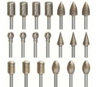 Shein 20 piezas Juego de brocas de diamante de alta precisión, kit de herramientas de pulido rotativo para tallar, esculpir, grabar en jade, piedra, madera,
